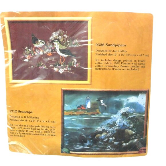 The Creative Circle SANDPIPERS 0326 Embroidery Kit Vintage 1983 New Old Stock - Picture 2 of 8
